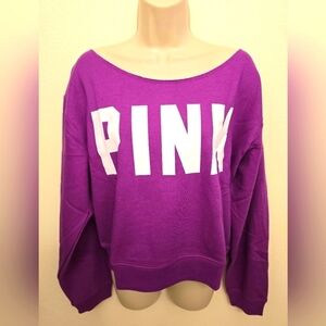 NWT Pink Cropped Sweatshirt with Raw Round Neck